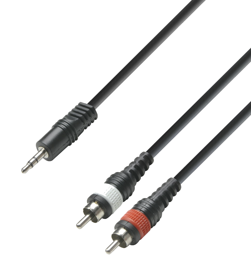 Cable de 3.5mm estereo a 2 RCA de 1 metro Adam Hall Reforzado