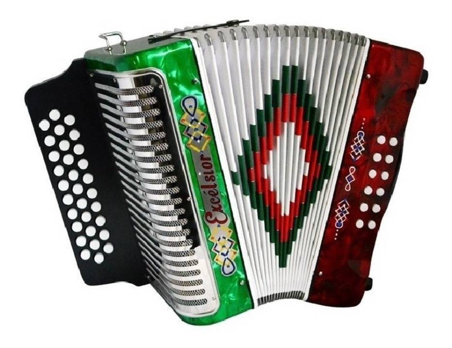 Acordeon Diatonico Excelsior, Tricolor Con Estuche