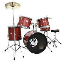 Bateria Profesional Rojo Sparkle  5Pzas Aro Clr Cromo Centur