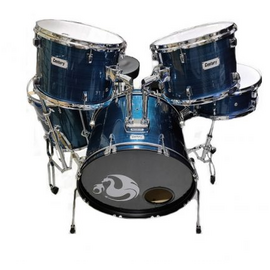 BATERIA PROFESIONAL AZUL RAYADO 5PZAS ARO COLOR CROMO CENTURY