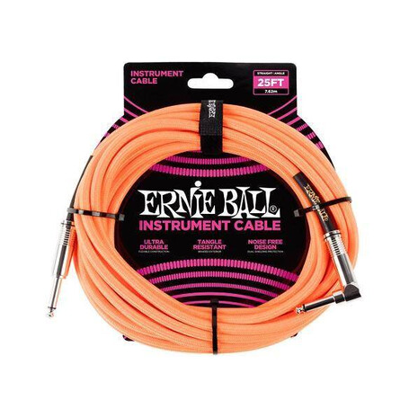 Cable Para Instrumento  Ernie Ball 7.62 Mts., Anaranjado Neon