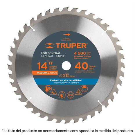 Disco Sierra Para Madera 14' 60 Dientes Ce Truper