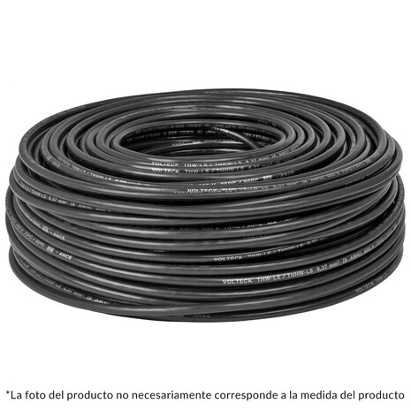 Cable THHW-LS, 12 AWG, color negro rollo 100 m Volteck