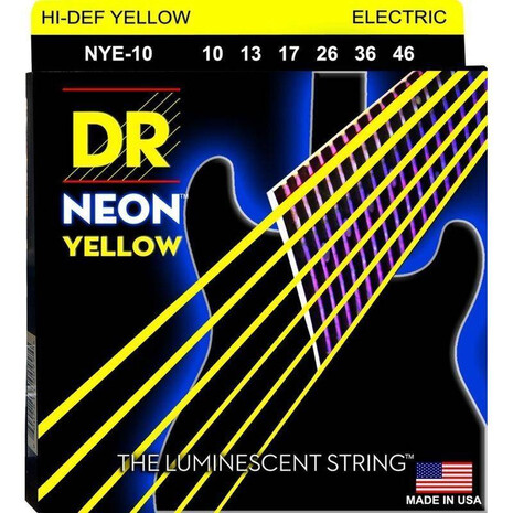 	JUEGO DE CUERDAS PARA GUITARRA ELECTRICA MED 10/46 HI-DE NEON YELLOW DR