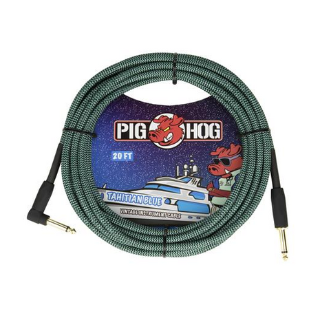 CABLE PARA INSTRUMENTO TAHITIAN BLUE 6.10mt 1/4"-1/4" ANG RECTO PIGHOG