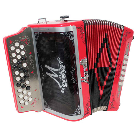 ACORDEON MORETTI BOT. MOD. MILAN GCF ROJO, Color: Rojo, 3 image