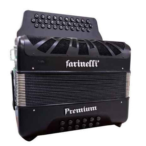 ACORDEON BOTONES GCF NEGRO CON 5 VOCES FARINELLI PREMIUM