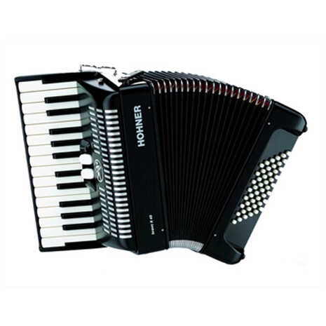 Acordeon Cromatico Hohner Bravo II, 26 Teclas, 48 Bajos, Negro, Con Funda, Color: Negro