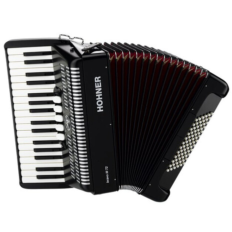 Acordeon Hohner Bravo III 34 Teclas, 72 Bajos Negro con Funda, Color: Negro