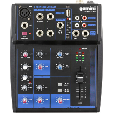 Mezcladora GEMINI GEM-05USB Bluetooth, Canales: 5