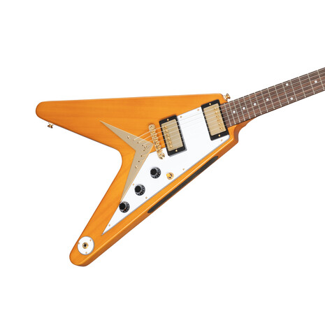 Guitarra Electrica Epiphone Korina Flying V 1958 Aged Natural Golpeador Blanco Incluye Estuche, 4 image