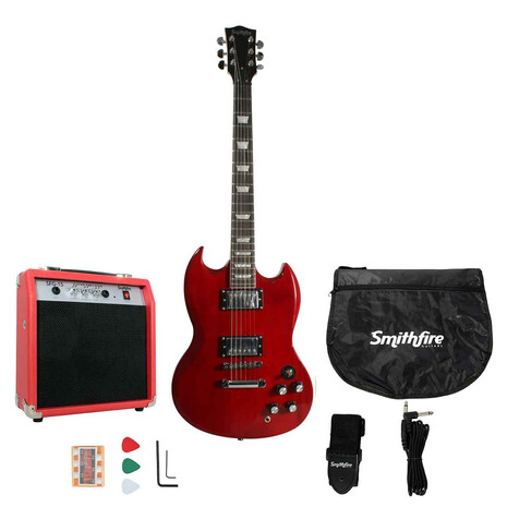 GUITARRA SMITHFIRE ELECTRICA SG-310 PACK VINO, Color: Vino, 9 image