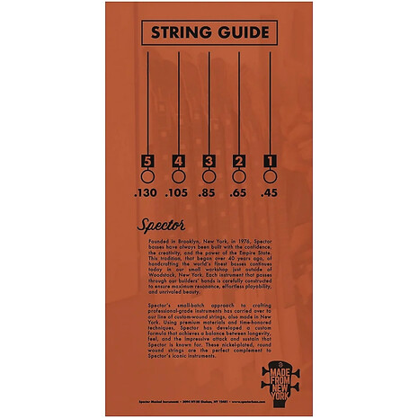 Encordadura Para Bajo Spector SSNRW45130 Níquel Escala Larga .045-.130, 5 cuerdas